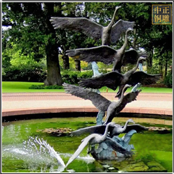 公園景觀天鵝銅雕塑