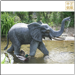 玩水銅大象雕塑